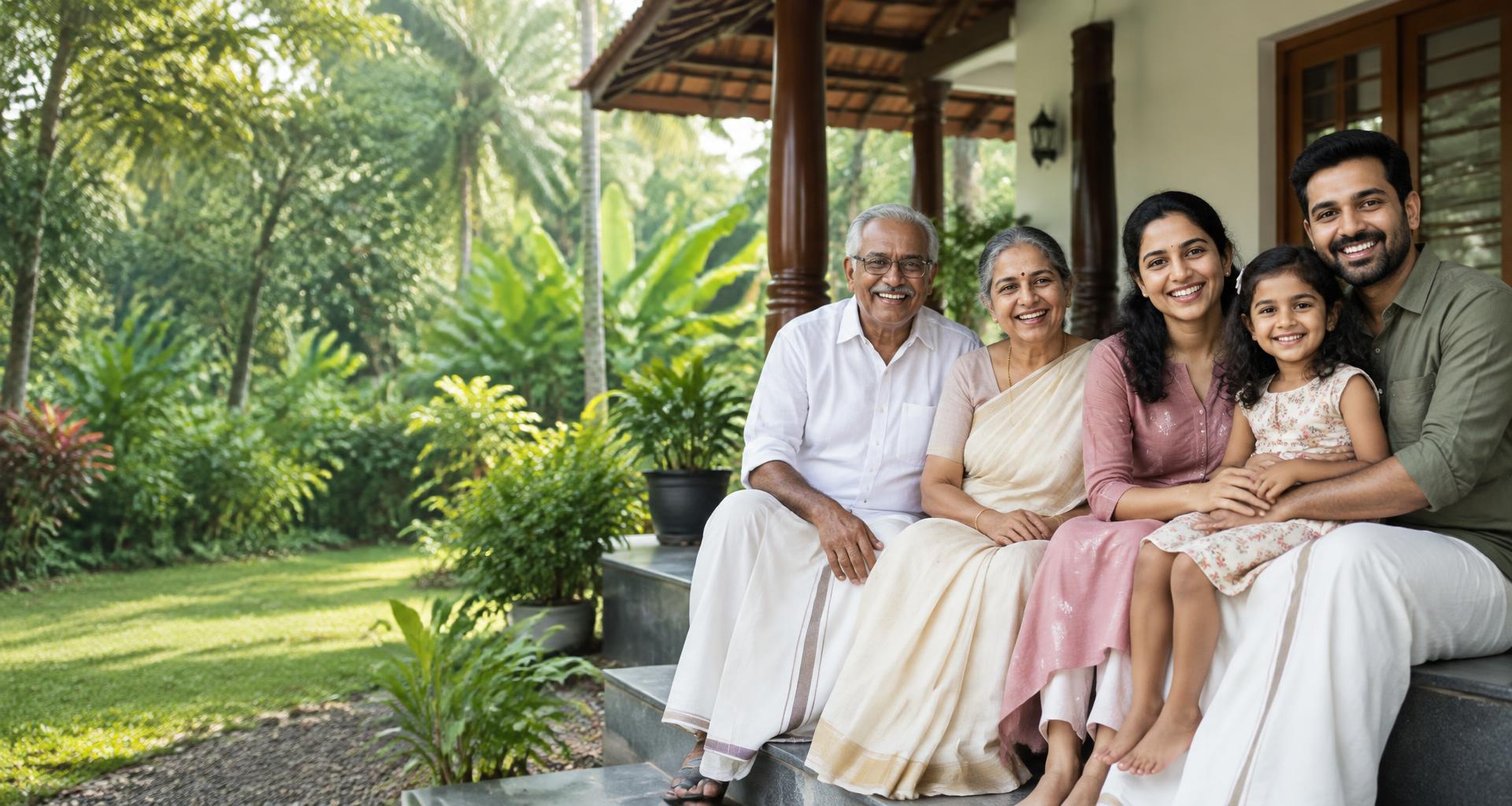 A family together at their Kerala home